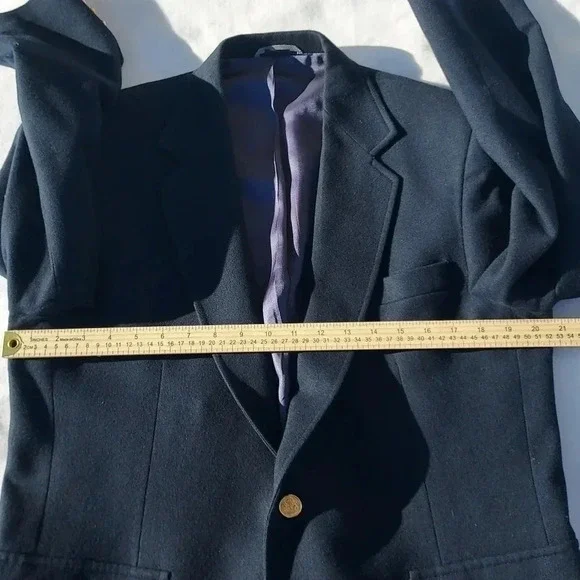 Haggar Mens 100% Pure Wool Mens Suit Jacket Gold Buttons Size 42 in Blue - Picture 9 of 12
